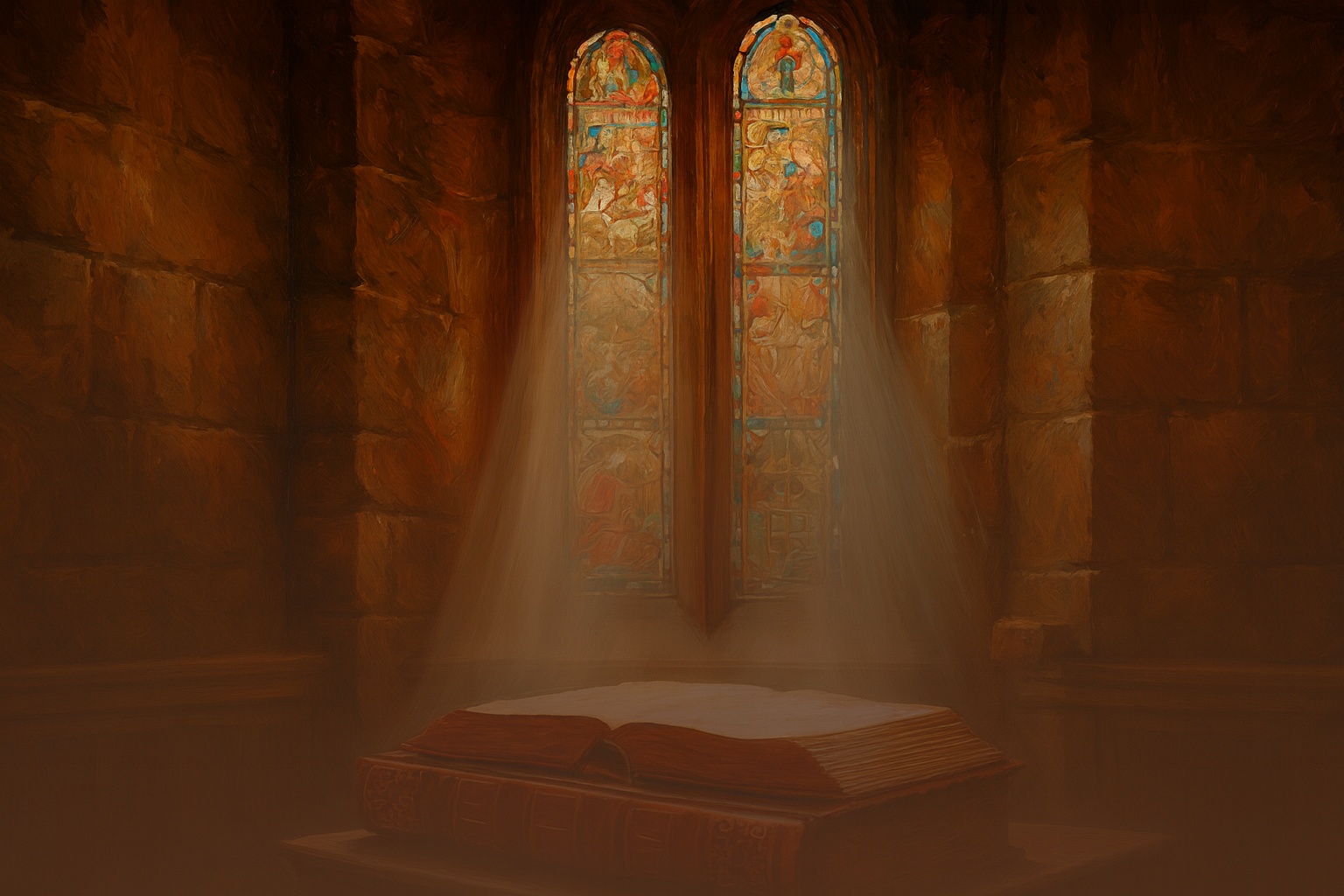 Photo of a elementary school classroom with empty wooden desks and sun shining through the windows.