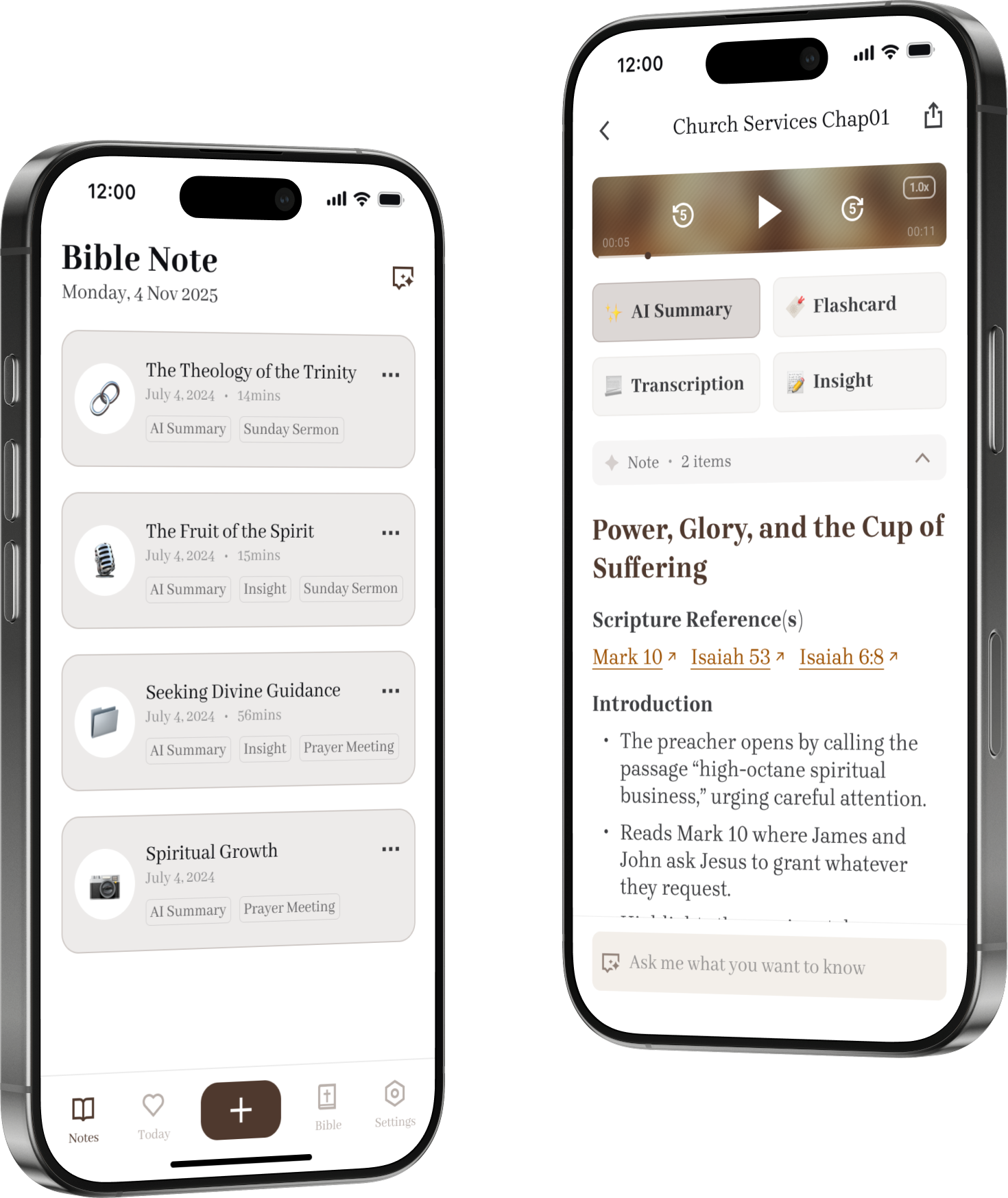 Screenshot of bible note-taker
